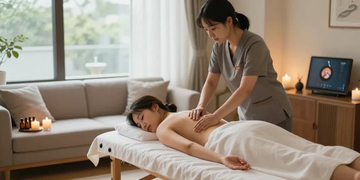 김포출장안마 서비스로 편안한 마사지 받는 고객과 전문가의 모습