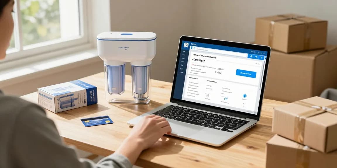 AQUA CREST XWF Refrigerator Water Filter product review in an online shopping experience, showcasing best deals on digital marketplace.