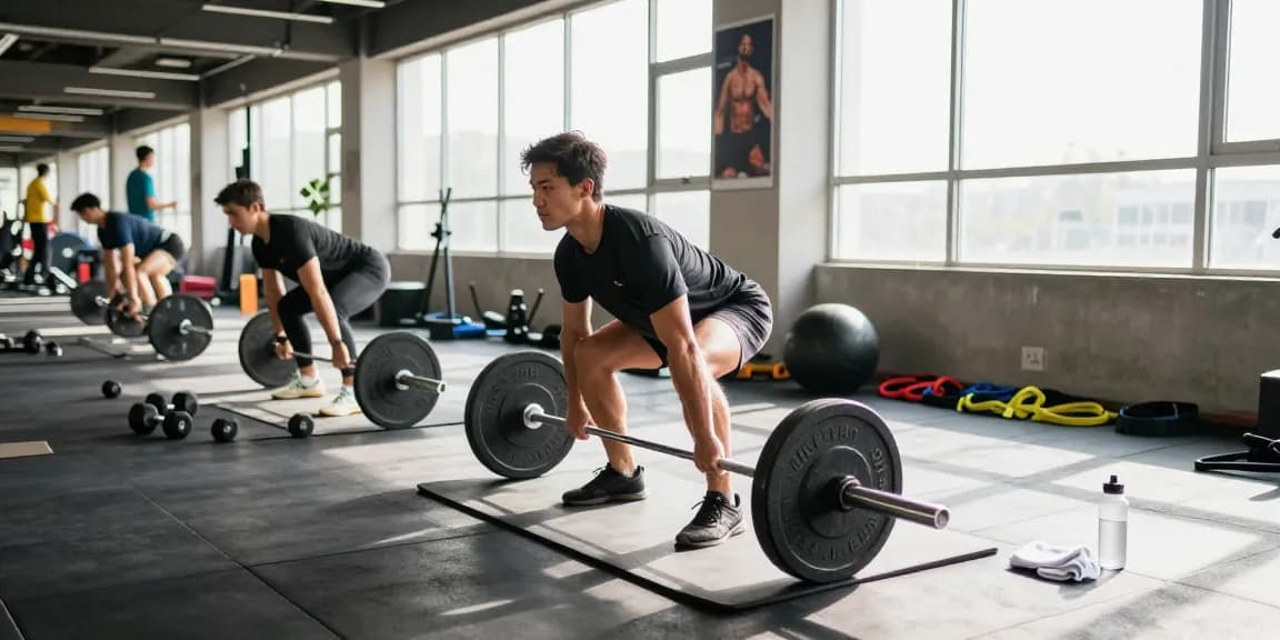 Beligas Shop fitness scene with a person deadlifting in a bright gym