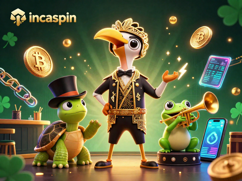 Spin the reels at IncaSpin Casino with Bitcoin and Ethereum coins in a vibrant 3D setting.