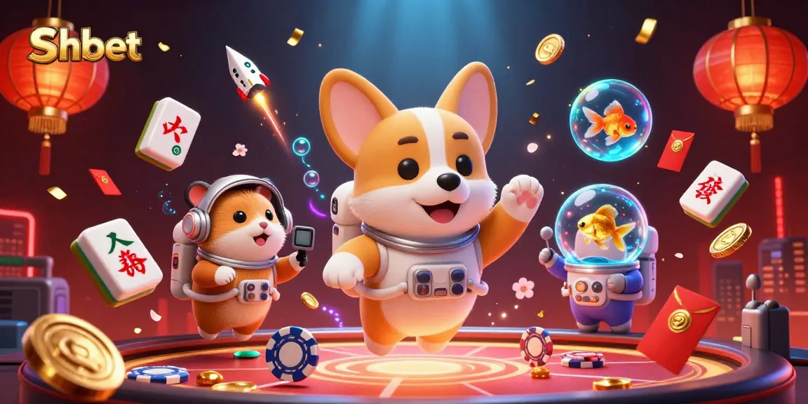 Experience shbet's cosmic gambling in a vibrant casino scene filled with playful characters and rich visuals.