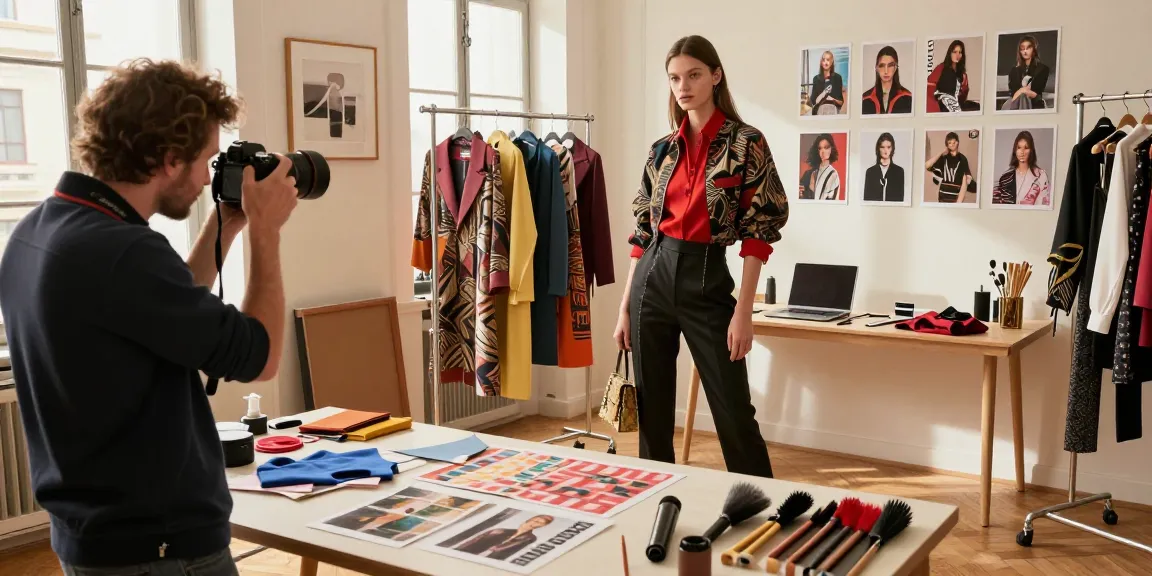 Fotografo moda Milano ritratta modello in un elegante studio di moda a Milano con luce naturale