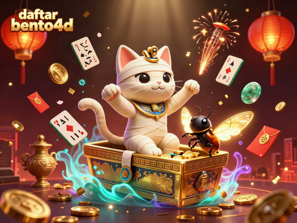 Engage with daftar bento4d as a 3D Egyptian mummy cat and a glowing scarab beetle unveil a wealth of casino treasures.