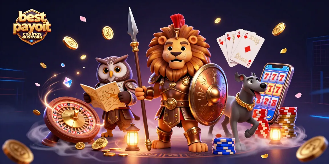 Experience excitement at the best payout casinos australia with a vibrant 3D scene filled with action and rewards.
