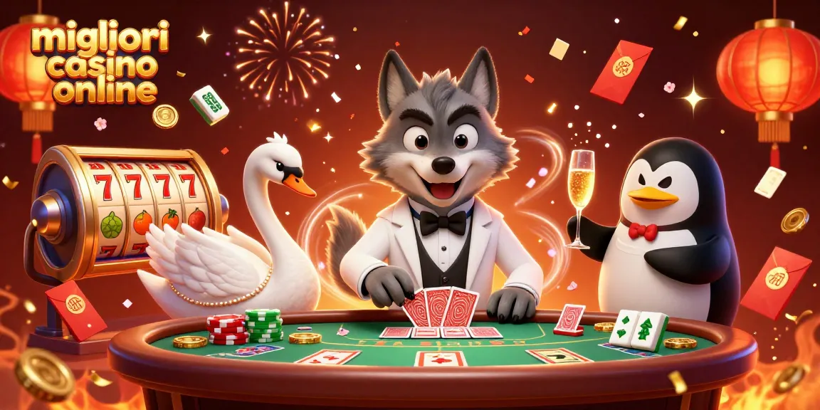 Vivi il brivido nei migliori casino online con il lupo affascinante e i suoi amici a un tavolo di baccarat.