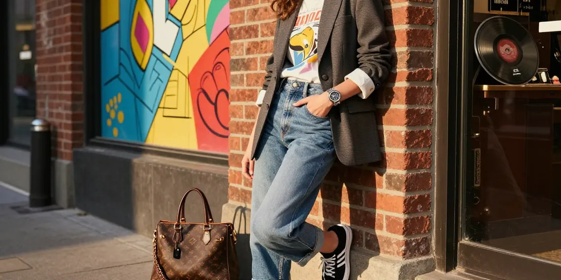 Stylish person showcasing replica watches in an urban setting.