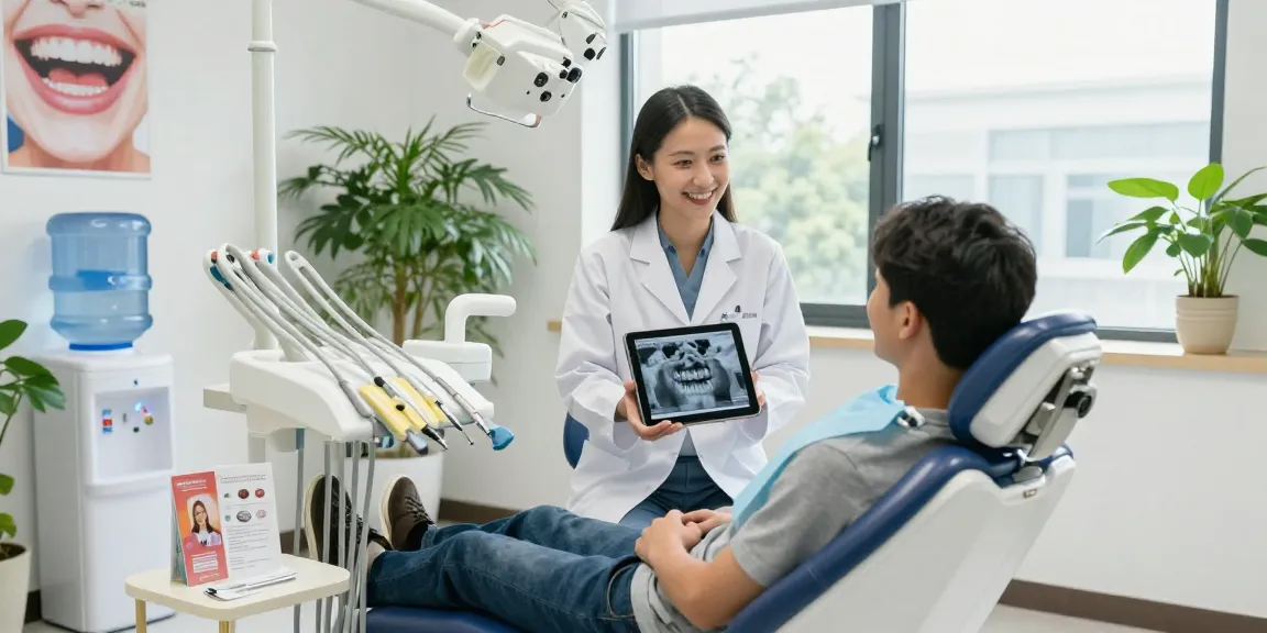 Discover more here about finding the best dentist in a comfortable dental clinic setting, with a dentist engaging with a patient.