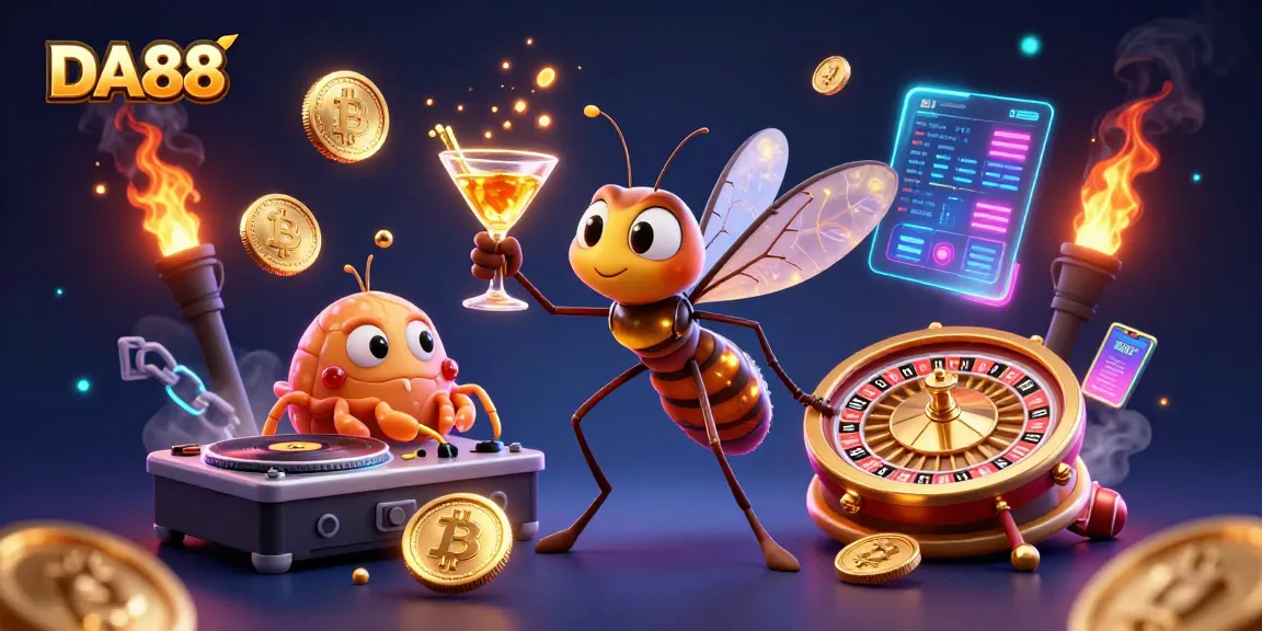 DA88 showcases vibrant casino characters, igniting excitement in gambling with crypto elements.