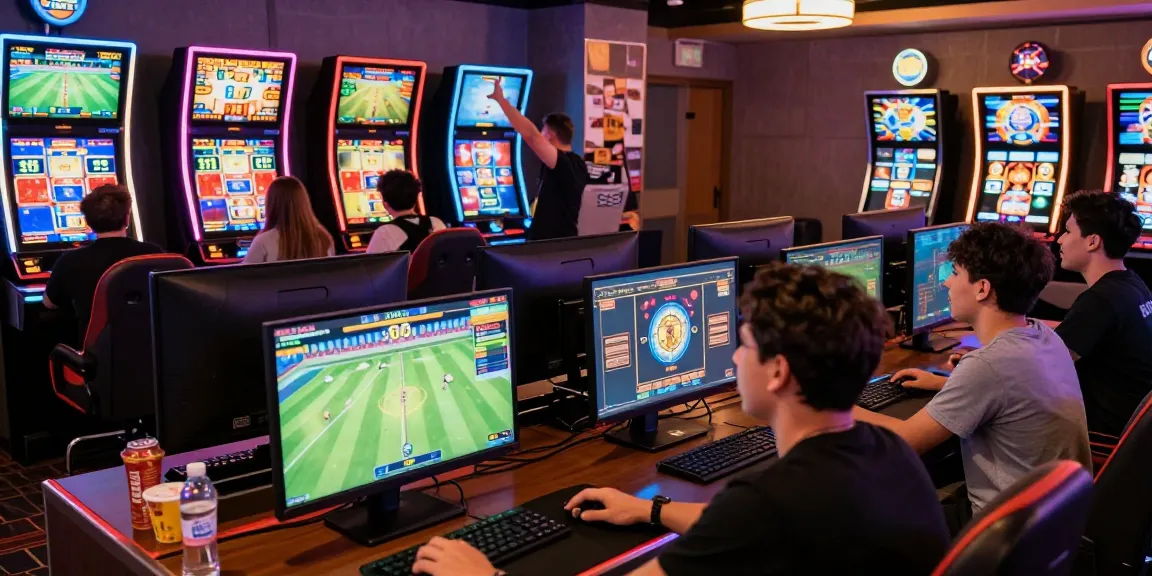 Engaged friends enjoying online gaming at https://shbet.cruises/, discussing bets and strategies in a vibrant casino atmosphere.