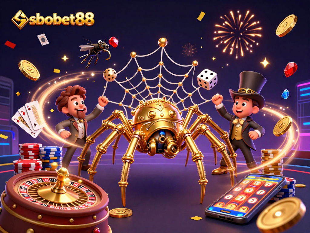 Experience sbobet88 excitement with dynamic betting features and golden visuals in a captivating casino scene.