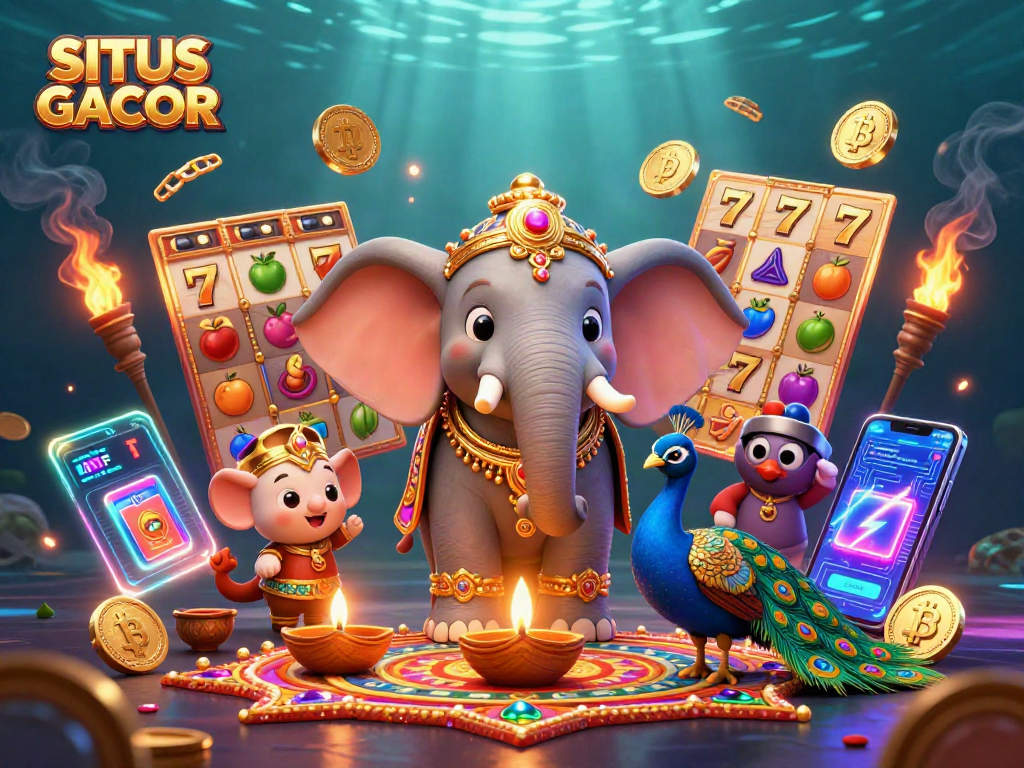 Engage in thrilling wins at SITUS GACOR with vibrant 3D casino art featuring dynamic gaming elements.