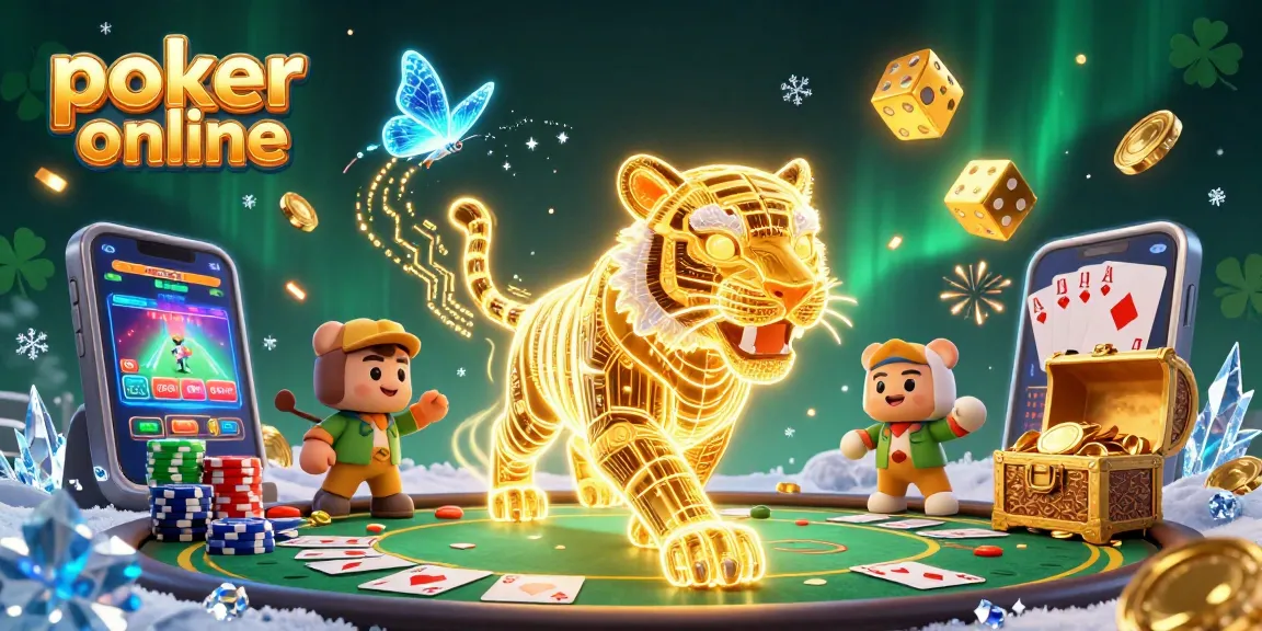 Jouez au poker en ligne avec des cartes et des jetons dans un casino numérique animé.