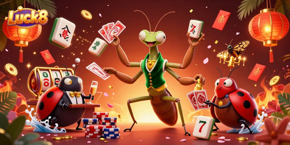 Luck8 online casino showcases a colorful 3D scene featuring vibrant animations and dynamic gambling elements.