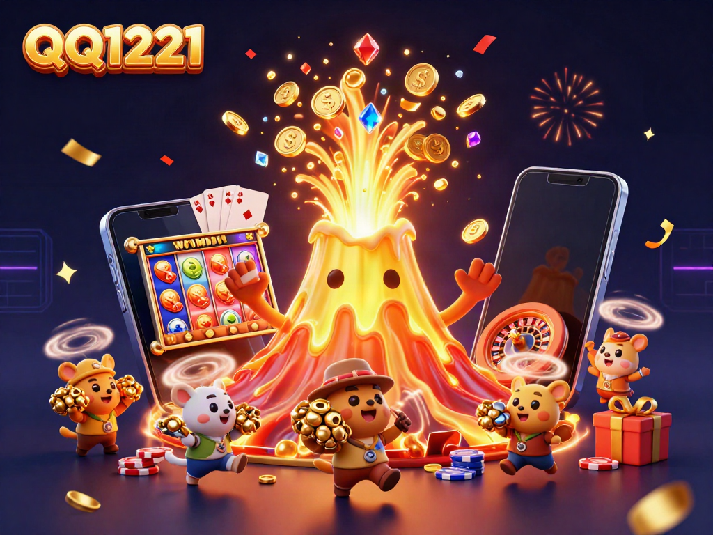 Experience thrilling gameplay at QQ1221 with the stunning explosion of coins and treasures.
