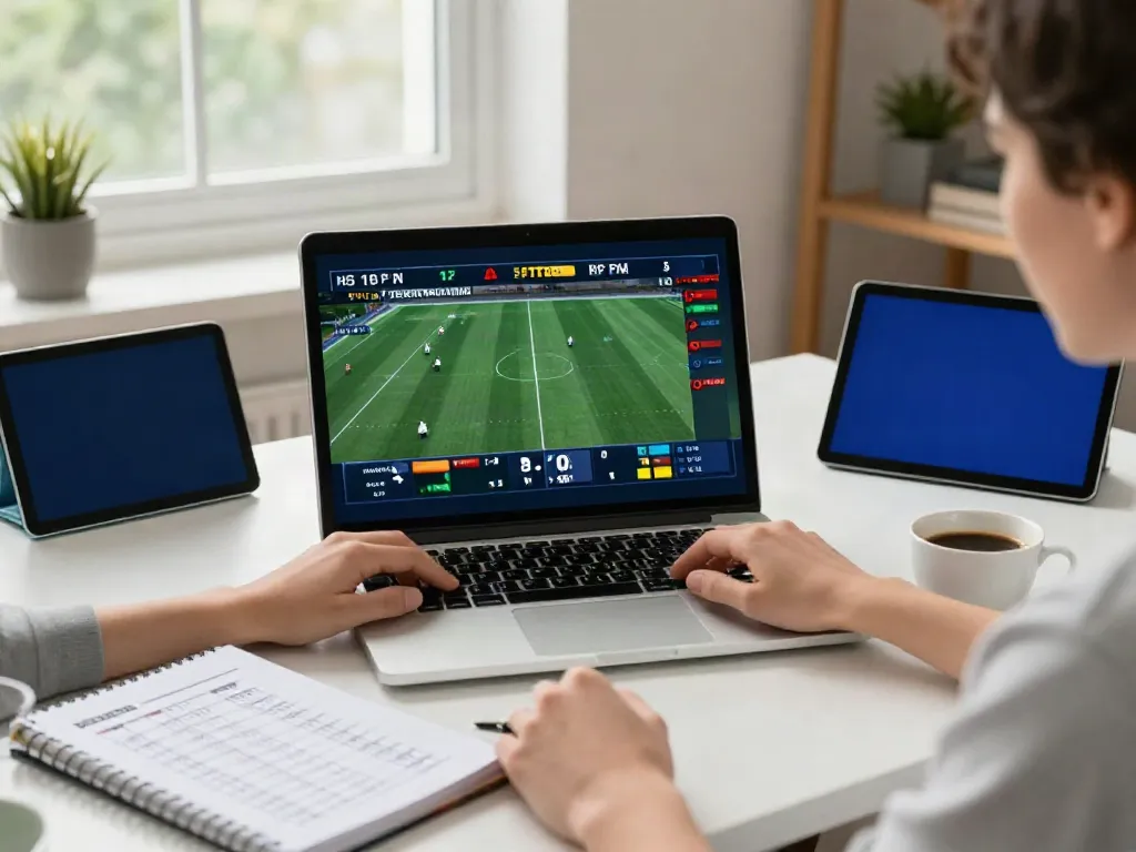 Parsbet ile spor bahisleri yapan bir kişi, modern ev ofisinde.