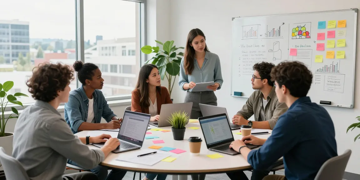 Spokane marketing team collaborating on strategies in a modern office