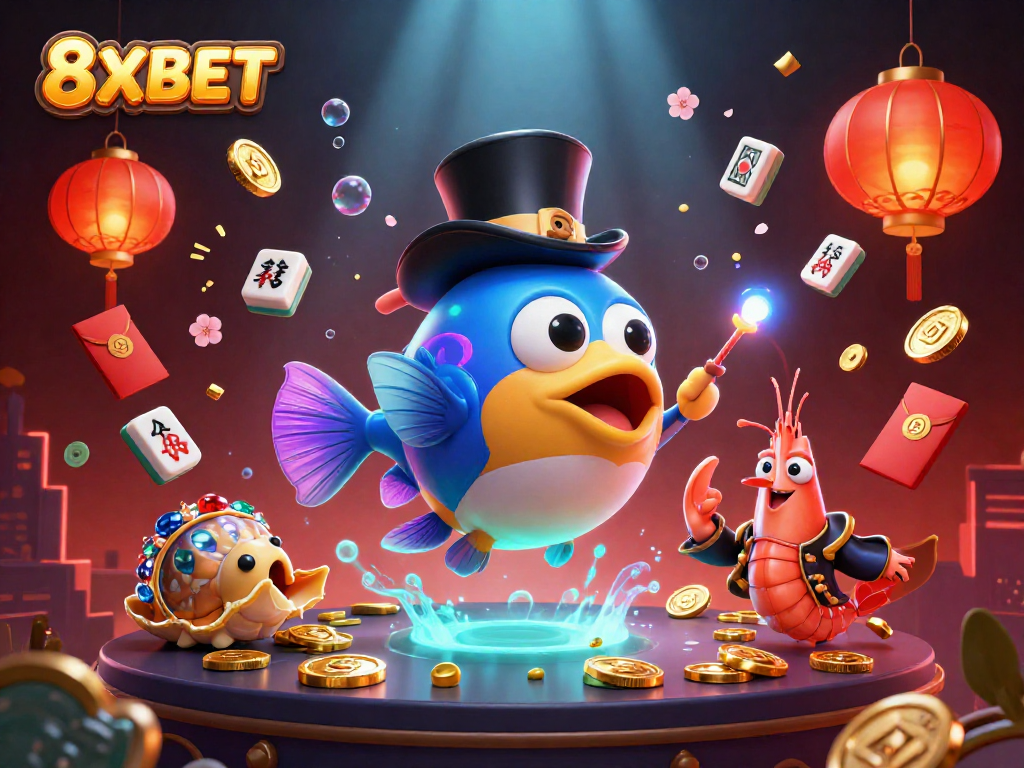 Experience thrilling gameplay with 8XBET featuring vibrant underwater characters and casino elements.