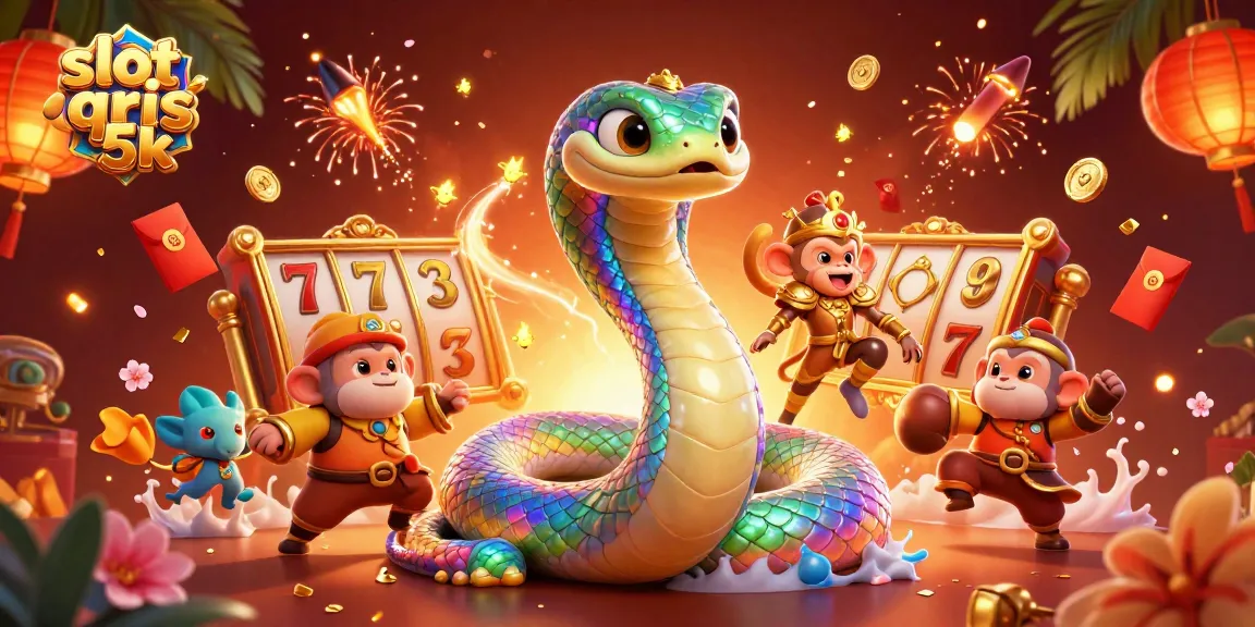 Experience the thrill of slot qris 5k with a vibrant 3D casino illustration featuring colorful characters and gaming elements.