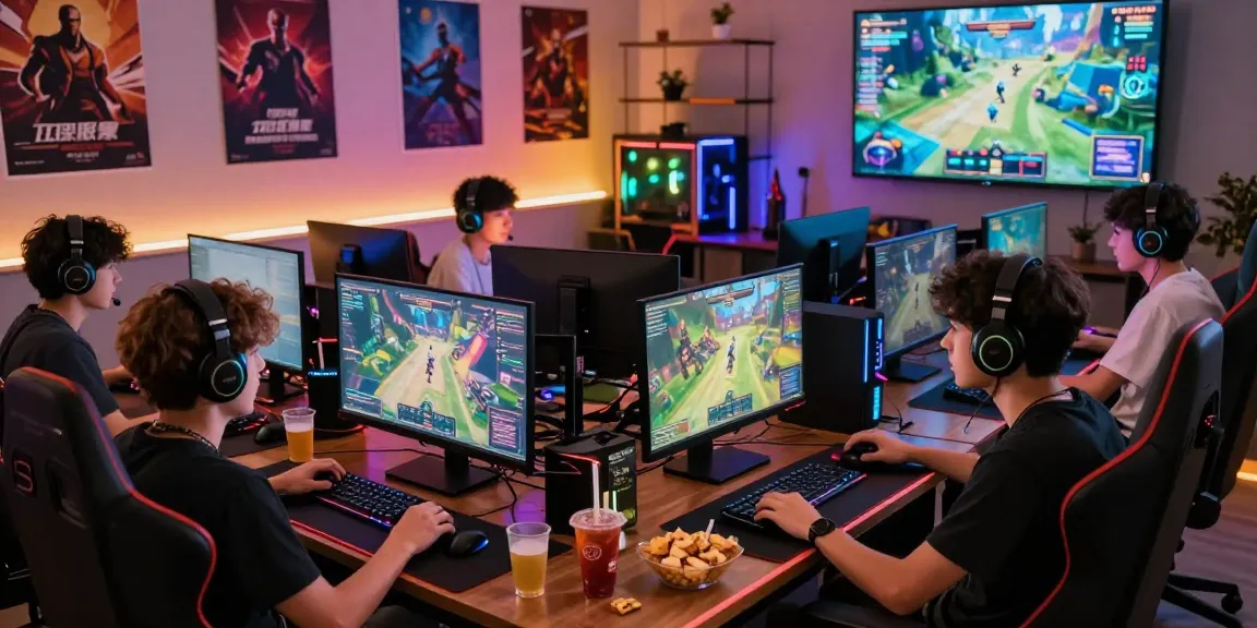 Players engaging with rokok88 online games in a vibrant gaming setup