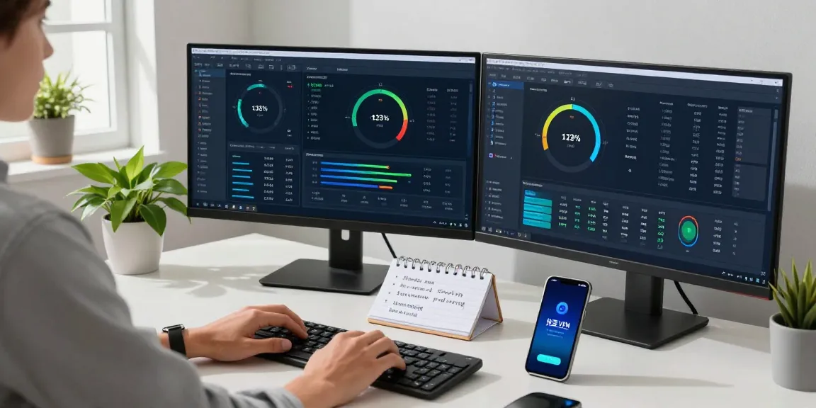 快连 VPN user optimizing their network experience in a modern office setting.