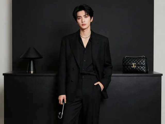 Person showcasing luxury fashion inspired by rokok 88 in a stylish black setting.