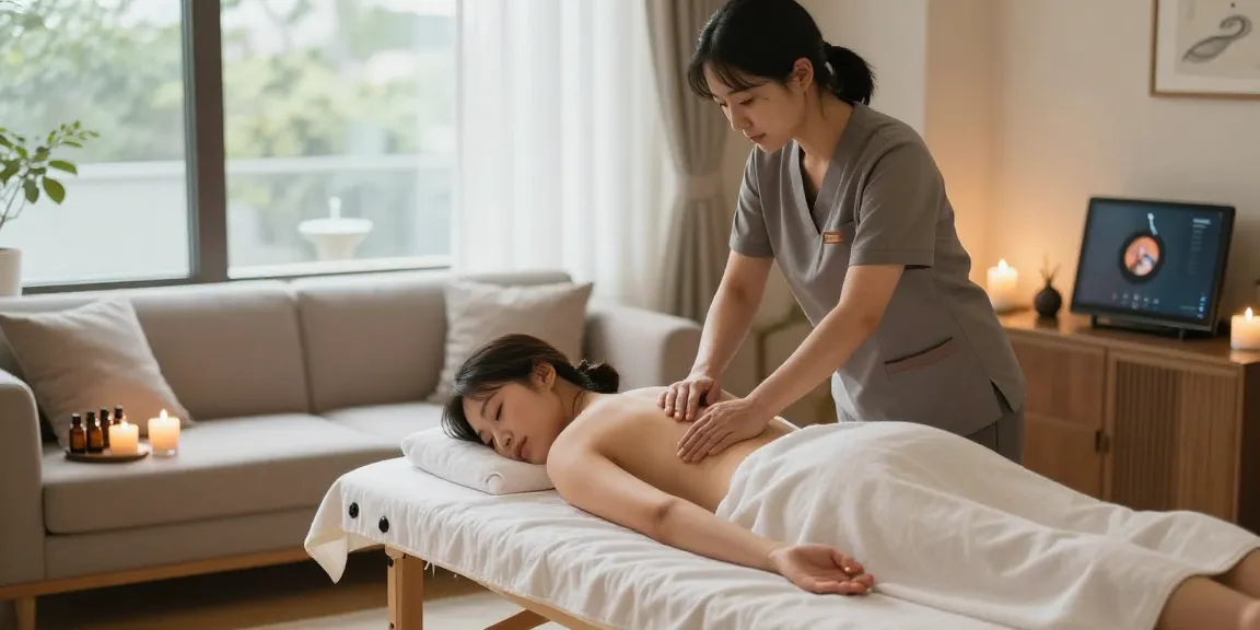 김포출장안마 서비스로 편안한 마사지 받는 고객과 전문가의 모습
