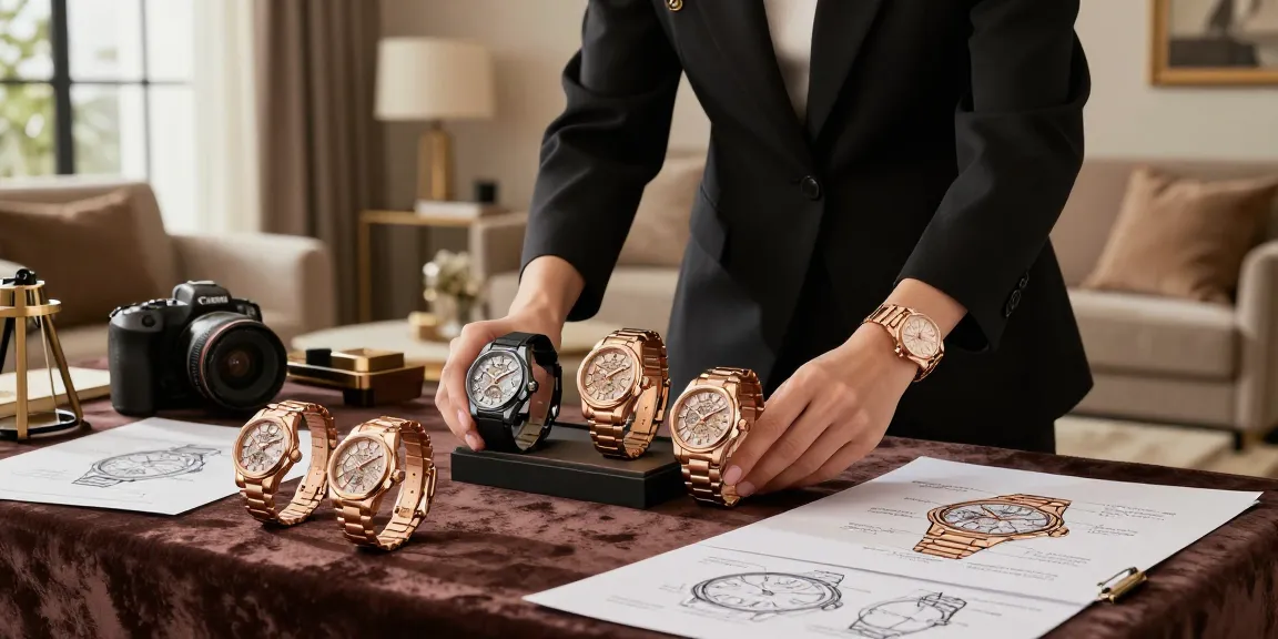 Elegant display of high-quality clone watches in a stylish lifestyle setting, showcasing craftsmanship and detail.