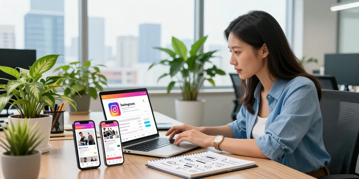 Die beste seite um echte Instagram likes zu kaufen showcased in a vibrant office with analytics and strategy