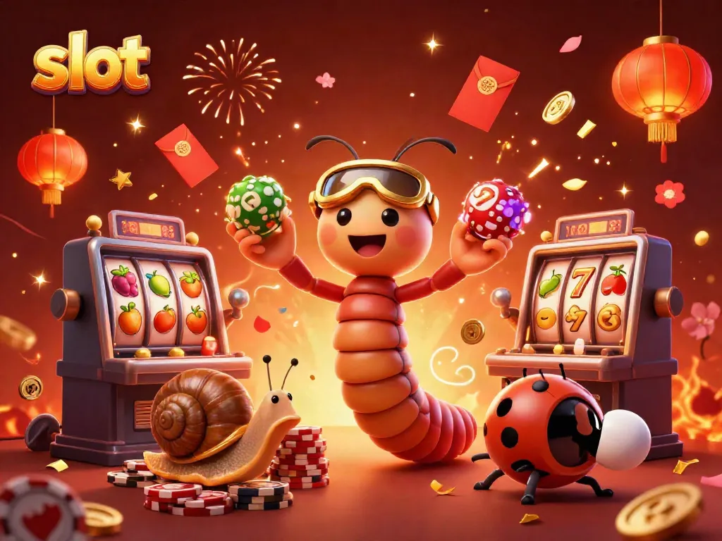 Dealer slot bergerak cepat dengan chip besar dan elemen menarik, permainan slot penuh warna.