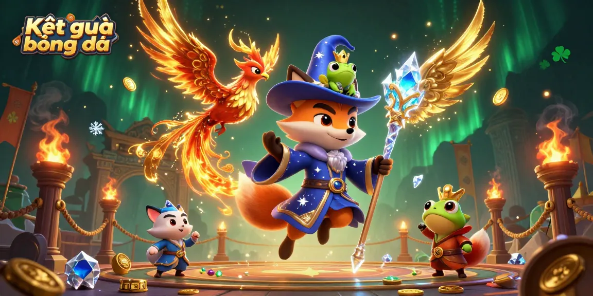 Experience Kết quả bóng đá in an enchanting scene with a wizard, phoenix, and gambling elements.