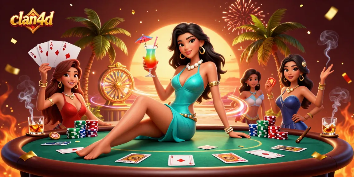 Claim your fortune with clan4d slots in a vibrant, casino-themed beach setting.