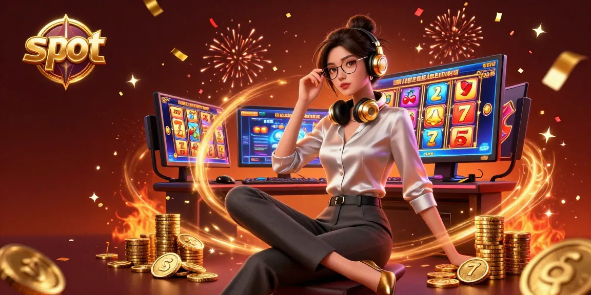Spin vibrant slot reels with colorful symbols in a dynamic casino scene
