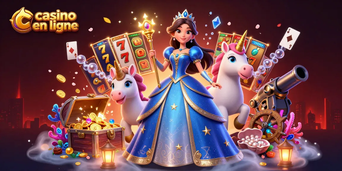 Experience thrilling gameplay at casino en ligne, featuring vibrant characters, slot reels, and sparkling treasures.