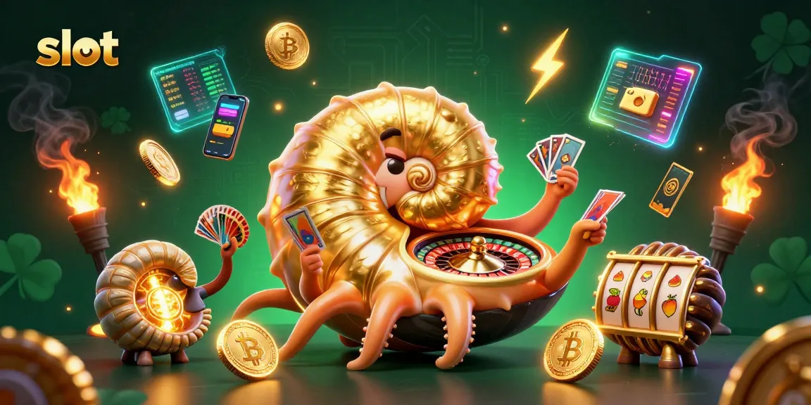 Experience thrilling slot action with a vibrant nautilus character at a roulette wheel.