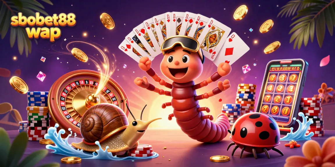Place bets smoothly with sbobet88 wap, featuring an exciting casino scene with engaging characters and dynamic elements.