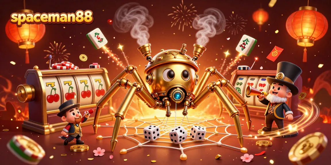 Engage with exciting gameplay at spaceman88, a rich 3D casino illustration featuring thrilling slot elements.