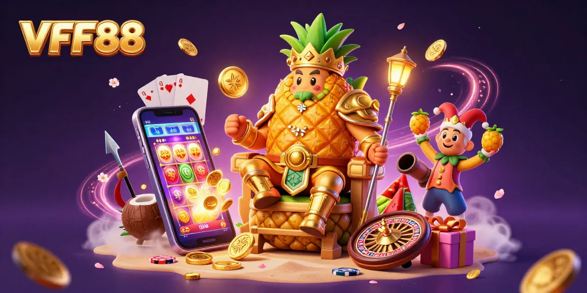 Engage in thrilling gameplay at VFF88 with a vibrant casino scene showcasing animated characters and gambling elements.