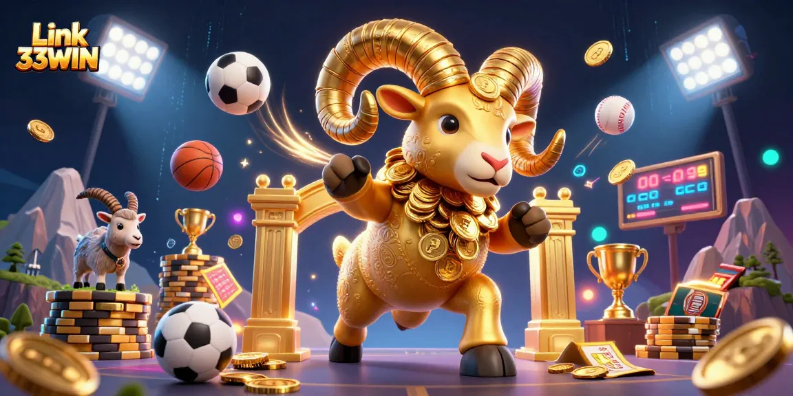 Immerse in the excitement of Link 33WIN with a vibrant 3D casino-themed illustration.