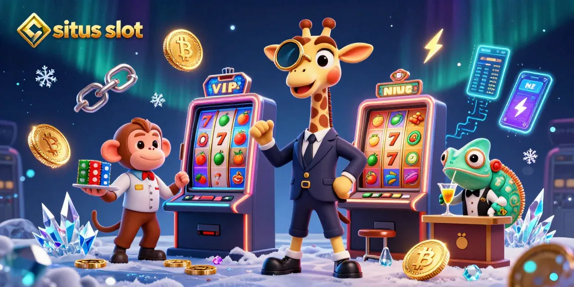 Spin the situs slot reels with a high-roller giraffe and his companions in a vibrant 3D casino scene.