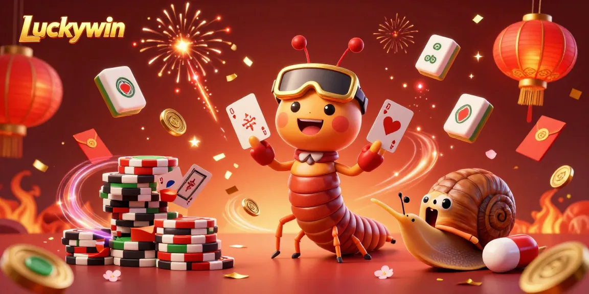 Experience thrilling games at Luckywin with a vibrant casino scene featuring dynamic characters and glowing elements.