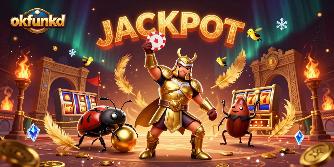 Experience big wins and jackpots at okfunkd, with vibrant 3D casino elements and exciting gaming action.
