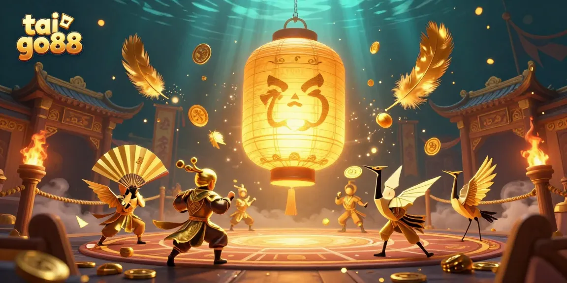 Engage with tai go88, featuring a giant glowing lantern spirit and dynamic casino interactions.