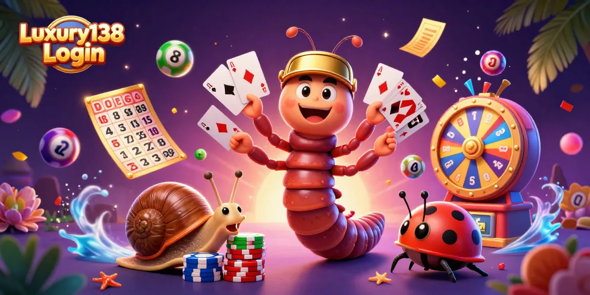 Engage with Luxury138 Login through a lively 3D casino scene filled with colorful casino elements.