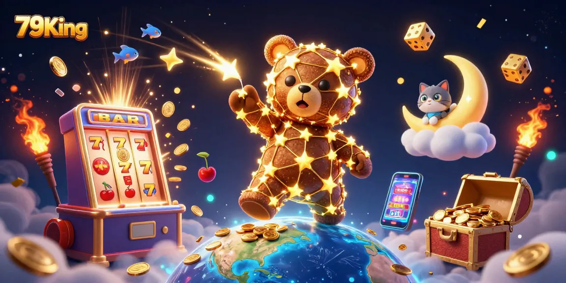 79King invites players to experience excitement with vibrant casino elements, jackpot slots, and animated characters.