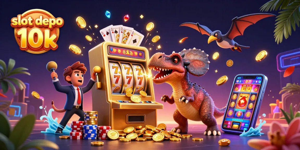 Experience thrilling wins at slot depo 10k with cascading coins and vibrant casino elements.