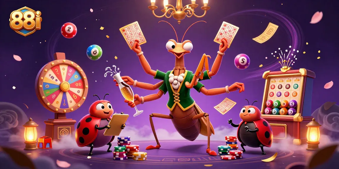 88i’s dynamic casino scene featuring a giant praying mantis and ladybug characters in action.